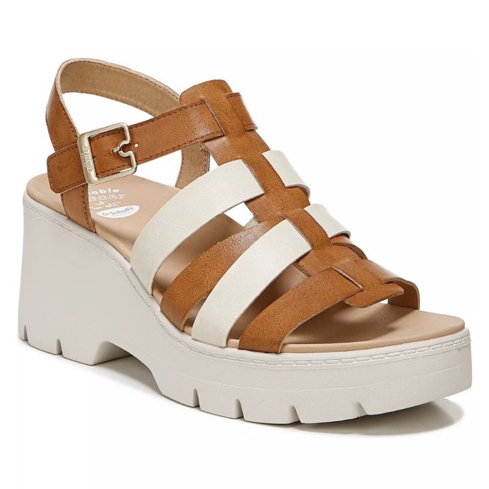 DR. SCHOLL'S Women's Check It Out Ankle Strap Wedge Heel Sandals Honey